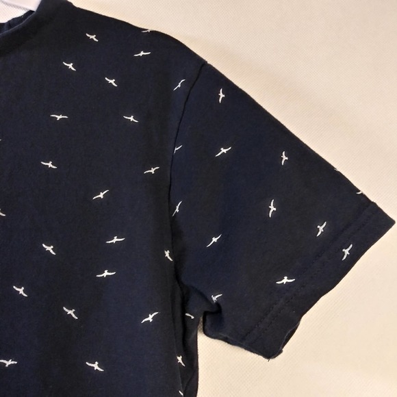 Denim and Flower Navy Tee Shirt Bird Print Size M - Picture 2 of 7